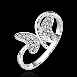 NEW•Sterling Silver 925 crystal Butterfly rg 6.5/7